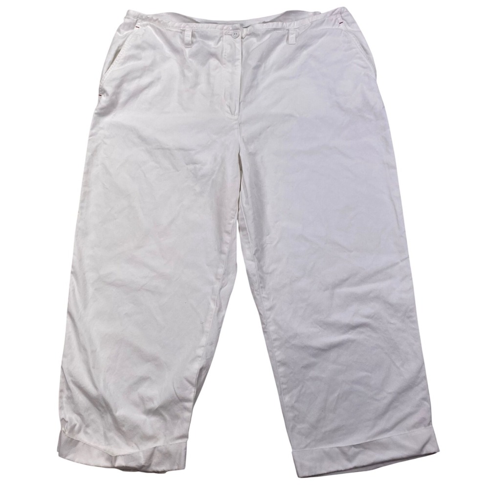 Lauren Ralph Lauren Cropped Pants Womens 16 White Cotton Twill Straight Leg VTG